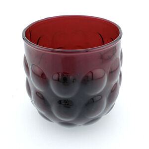 VTG Anchor Hocking Ruby Red Bubble Glass 40s Old Fashioned Tumbler Candle Holder